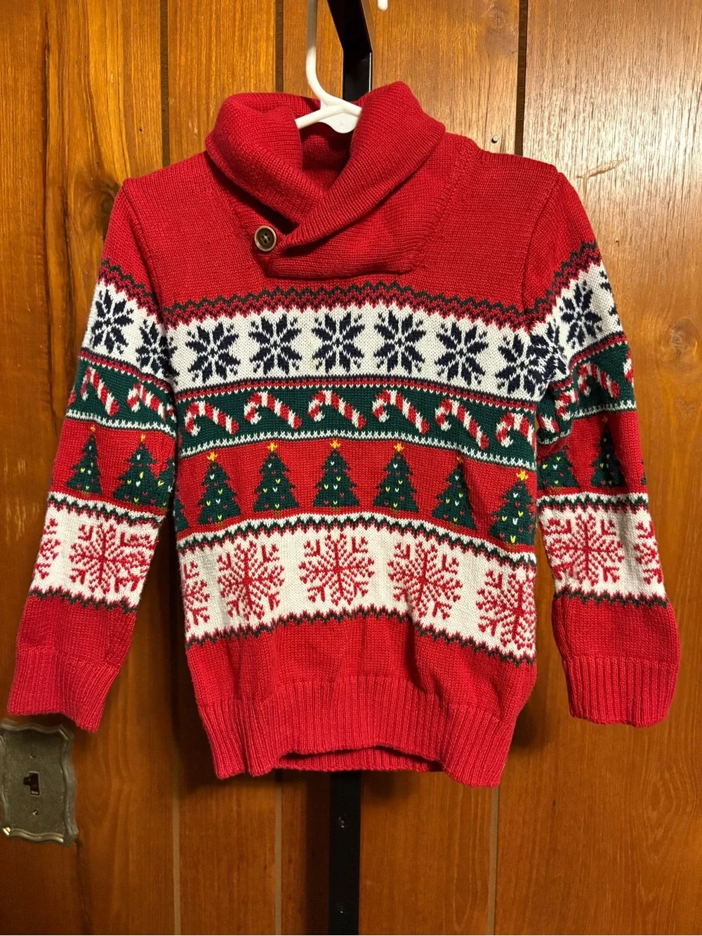 The Children's Place Red Fair Isle Cowl Neck Holiday Sweater